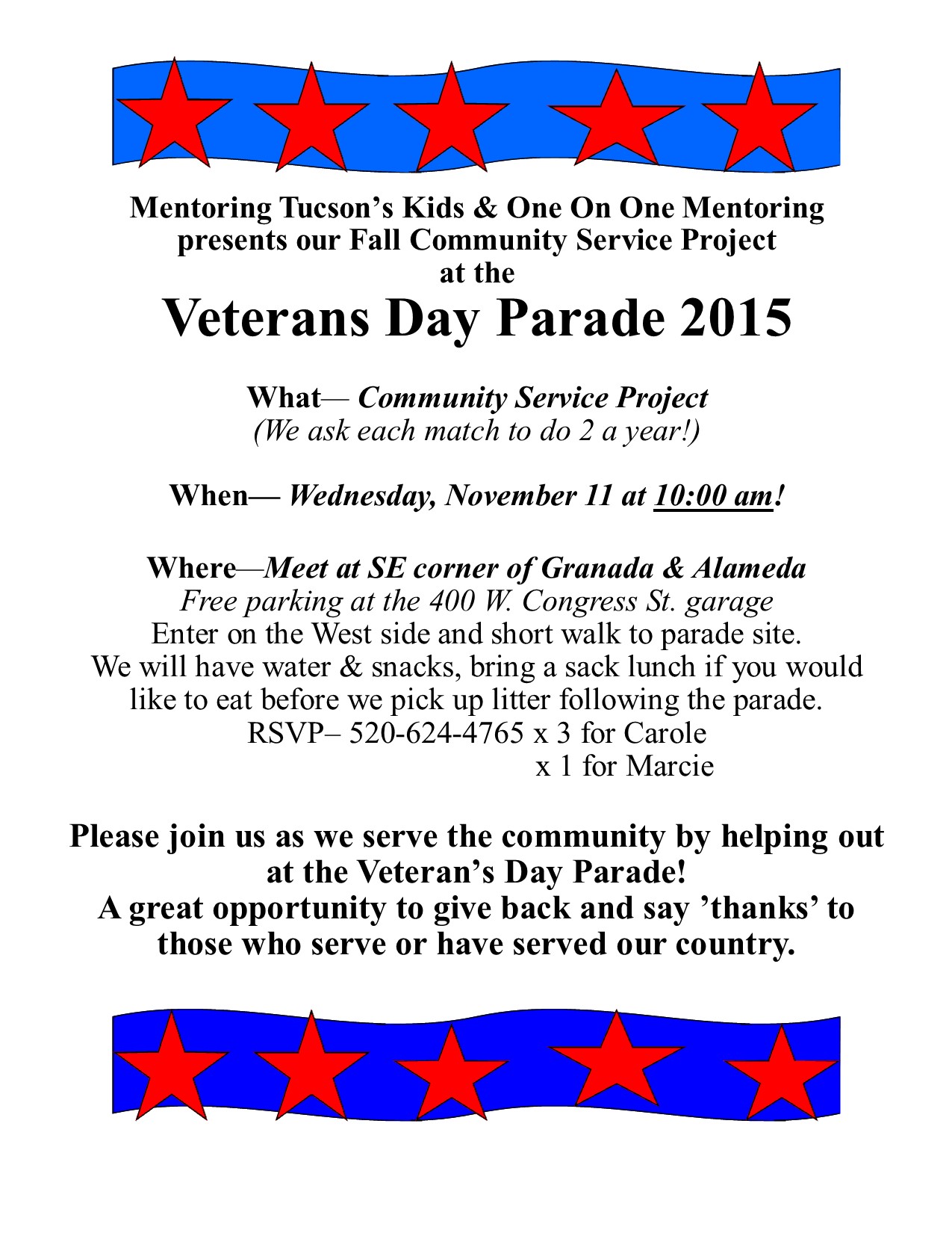 Veterans Day Parade Flyer 2015